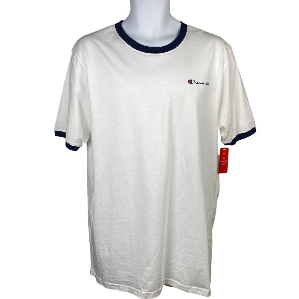 Champion Ringer Sleep T Shirt Mens Size L Short Sleeve Lightweight Tagless Soft
